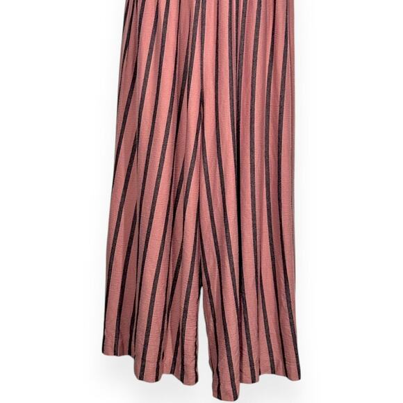 TORRID Textured Knit Wide Leg Jumpsuit Culotte Palazzo Tie Waist Striped Pink 3X - Picture 6 of 13